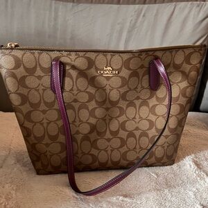 Coach Brown and Purple Tote Bag